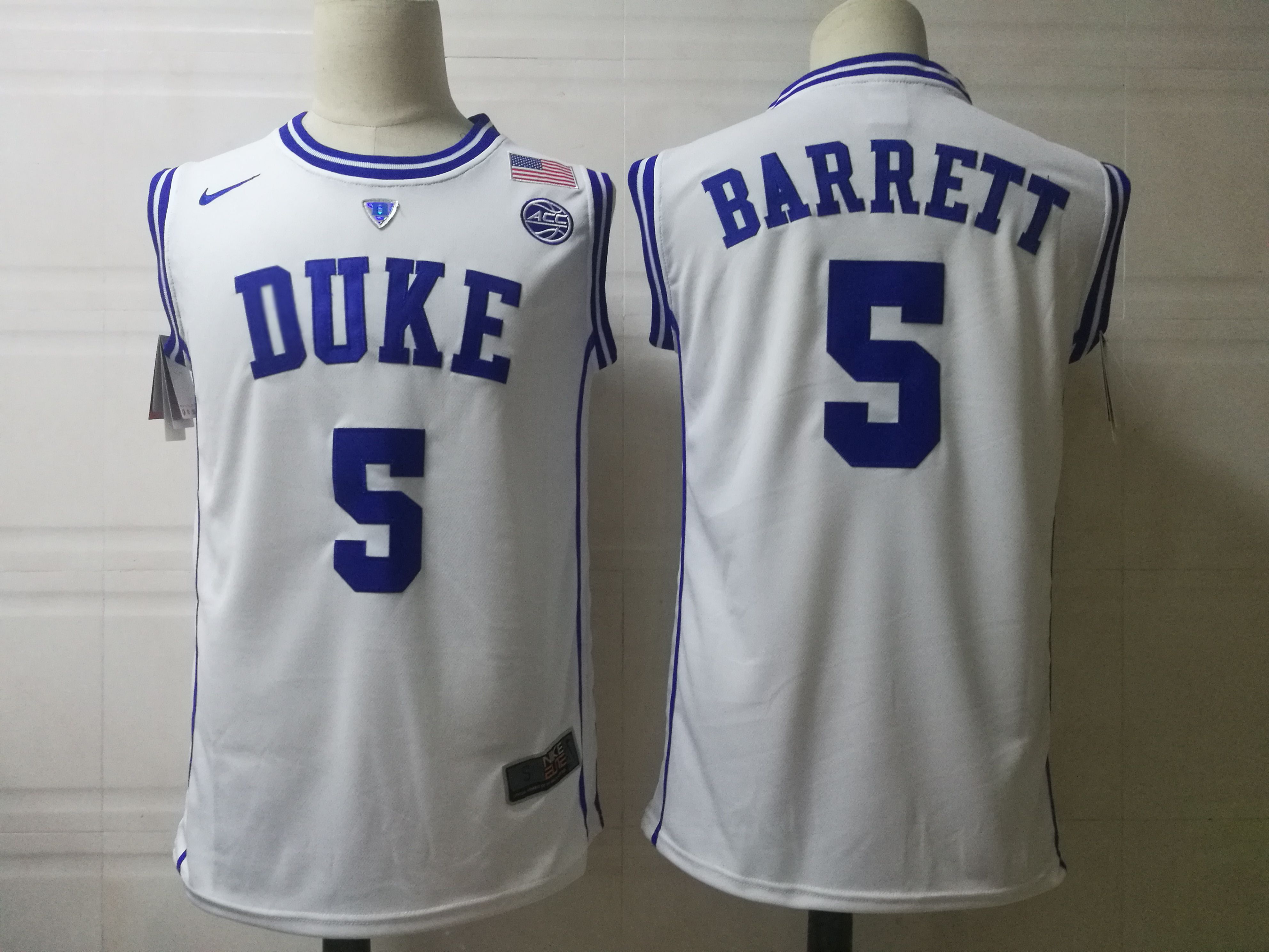 Men Duke Blue Devils 5 Barrett White Nike 2025 NCAA Jersey
